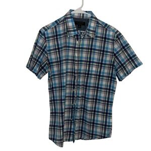 Banana Republic Mens M Soft Wash Standard Fit Plaid Short Sleeve Button  Shirt